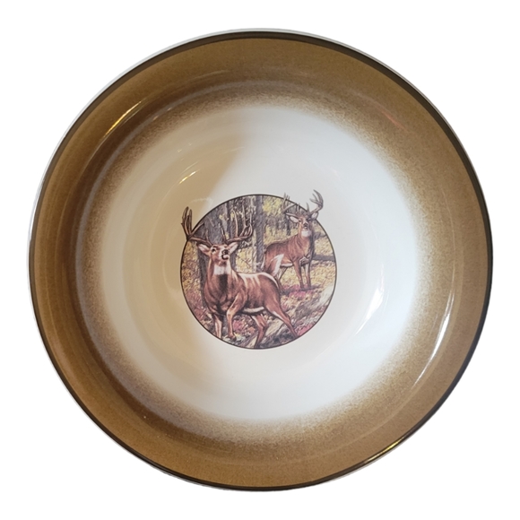 1 Vtg Buck Wear Soup Chili Salad Cereal Bowl White Tail Deer Wildlife Cabin Home - Picture 2 of 4